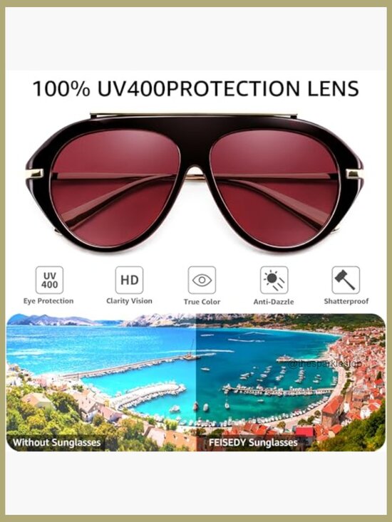 Retro Aviator Sunglasses Metal Frame UV400 Lenses Oversized Vintage main image 7